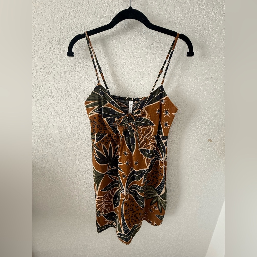 RVCA Brown Tropical Tie-Front Cami